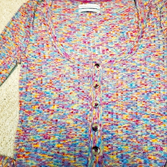 Urban Outfitters Ashton Cropped Multi-Color Cardigan Top Medium - Picture 5 of 9